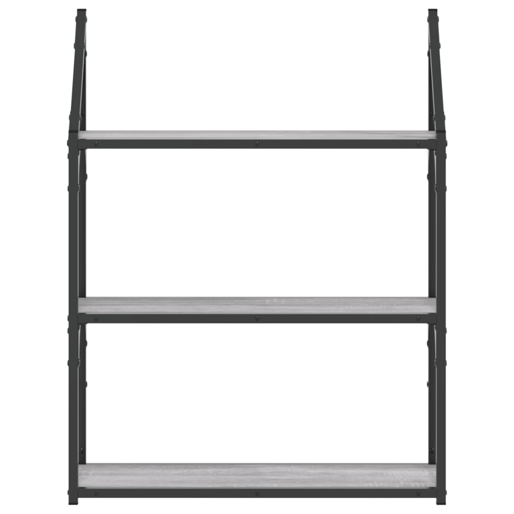 Zidna polica s 3 razine sivog hrasta sonome 60x21x78,5cm drvena