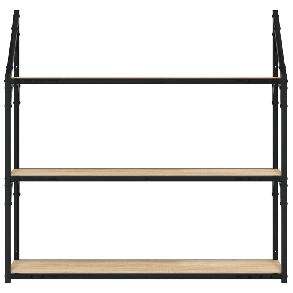 Zidna polica s 3 razine dimljenog hrasta 80x21x78,5 cm drvena