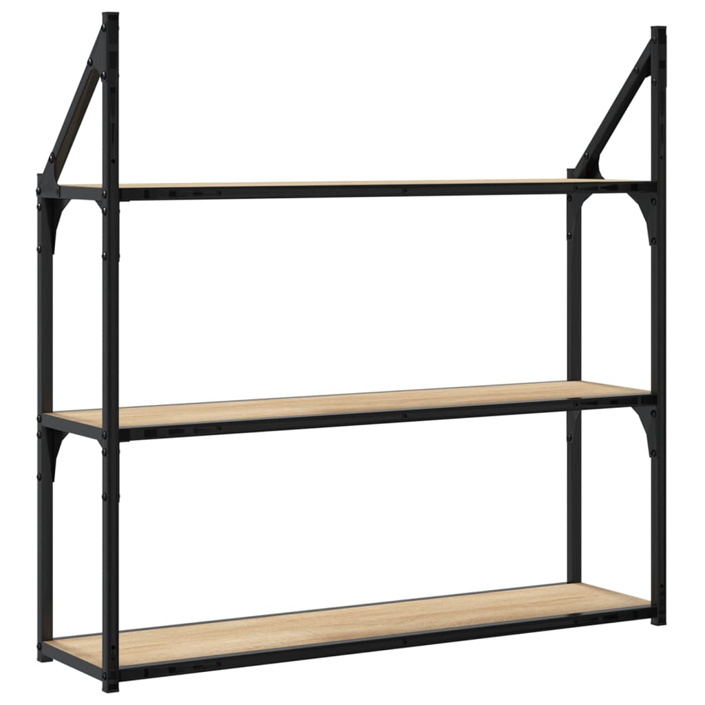 Zidna polica s 3 razine dimljenog hrasta 80x21x78,5 cm drvena