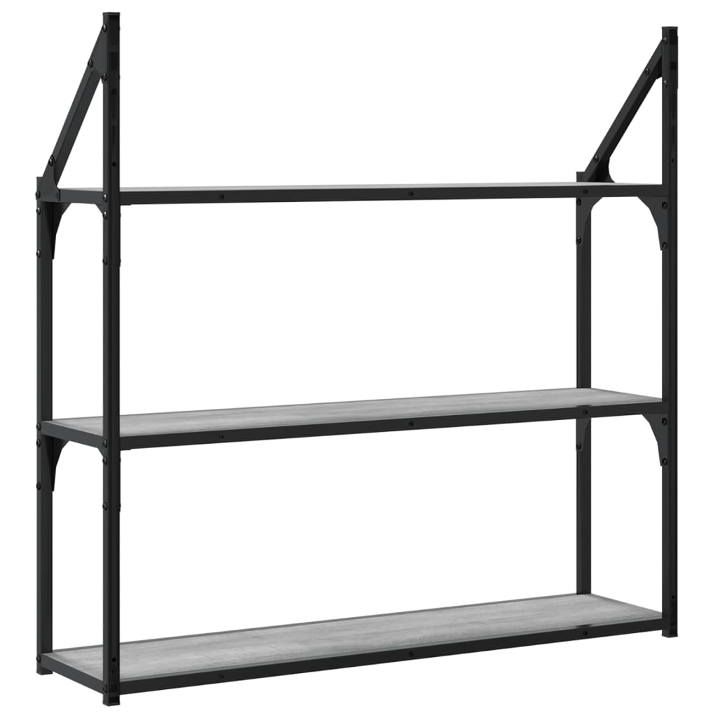 Zidna polica s 3 razine sivog hrasta sonome 80x21x78,5cm drvena