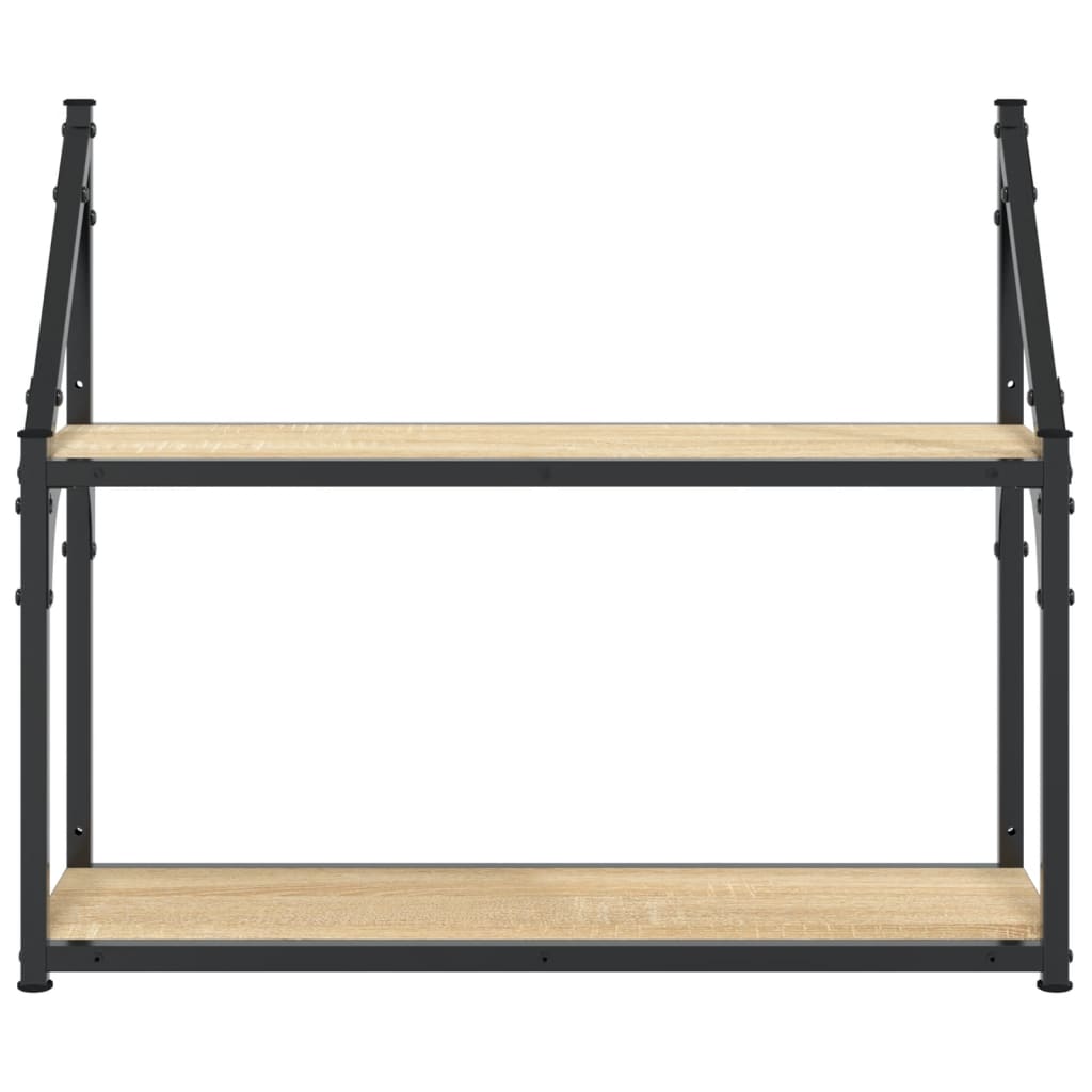 Zidna polica s 2 razine, hrast Sonoma, 60x21x51 cm, inženjerski drvo