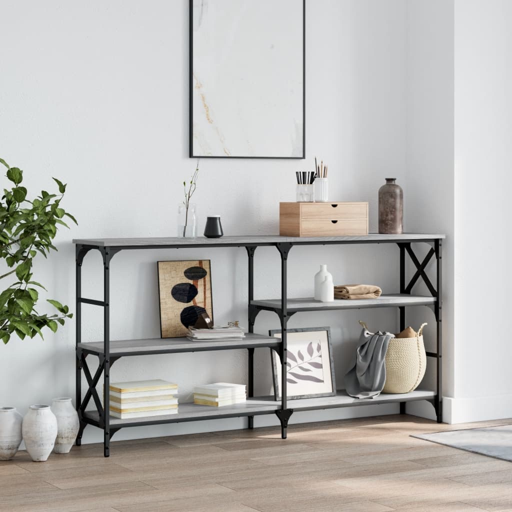 Konzolni stol siva boja hrasta 150x29x76,5 cm konstruirano drvo