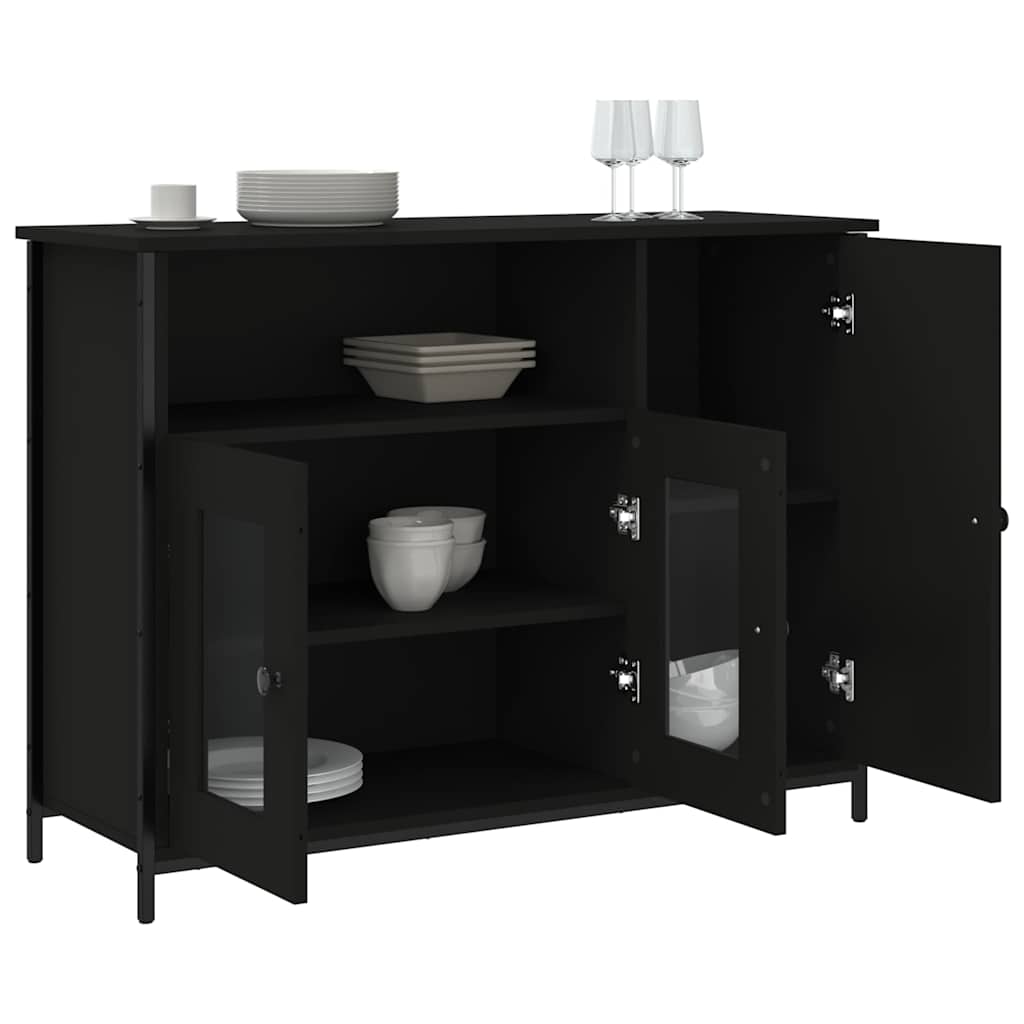 Komoda crna 100x35x75 cm od konstruiranog drva