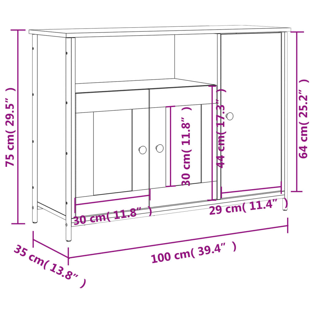 Komoda boja hrasta sonome 100 x 35 x 75 cm konstruirano drvo