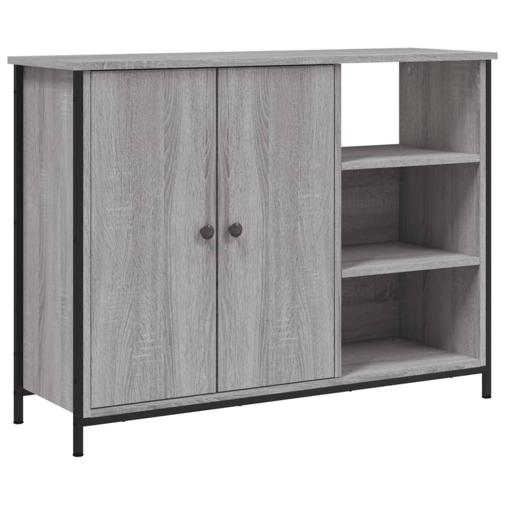 Komoda siva boja hrasta 100 x 33 x 75 cm konstruirano drvo