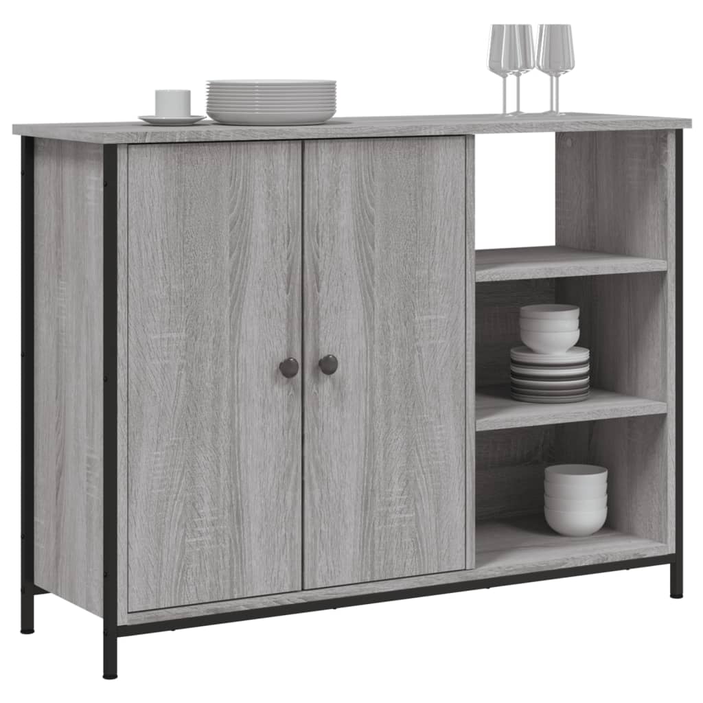Komoda siva boja hrasta 100 x 33 x 75 cm konstruirano drvo