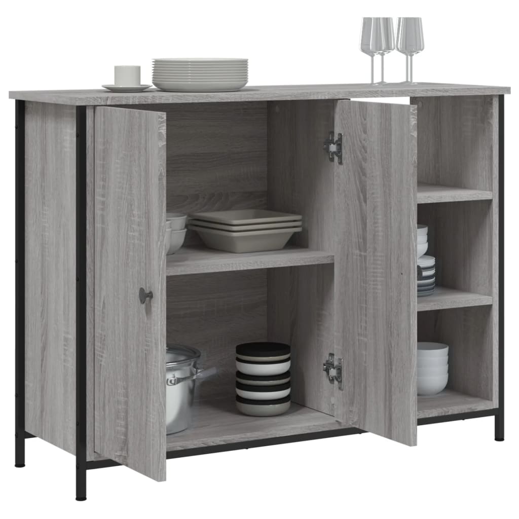 Komoda siva boja hrasta 100 x 33 x 75 cm konstruirano drvo