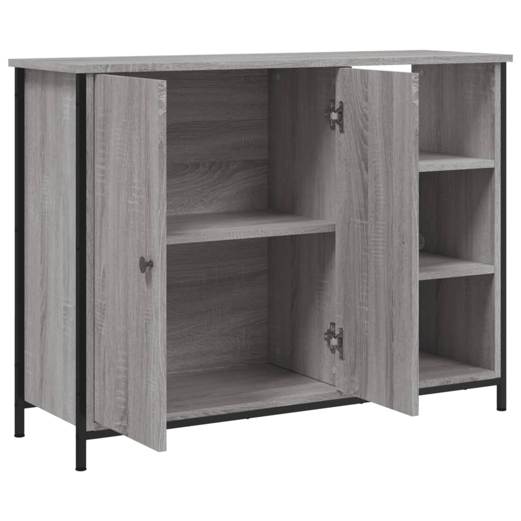 Komoda siva boja hrasta 100 x 33 x 75 cm konstruirano drvo