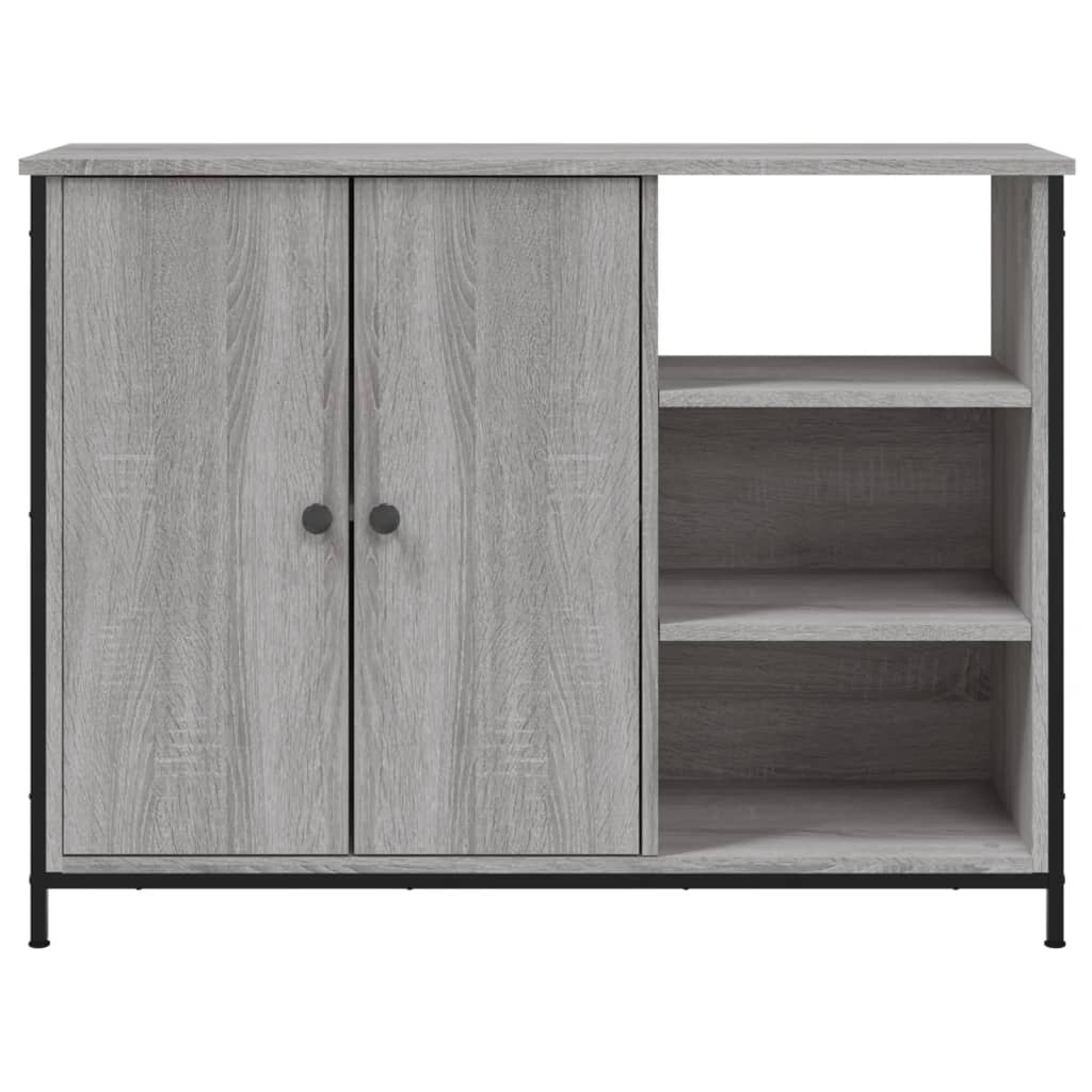 Komoda siva boja hrasta 100 x 33 x 75 cm konstruirano drvo