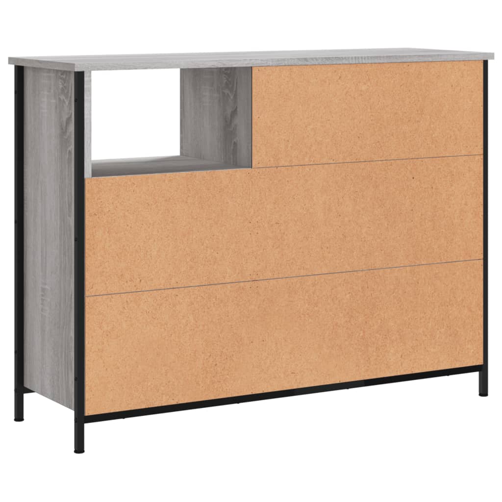 Komoda siva boja hrasta 100 x 33 x 75 cm konstruirano drvo