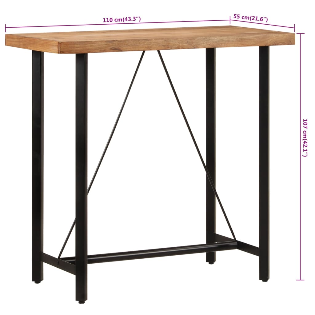 Barski stol 110 x 55 x 107 cm masivno drvo bagrema i željezo
