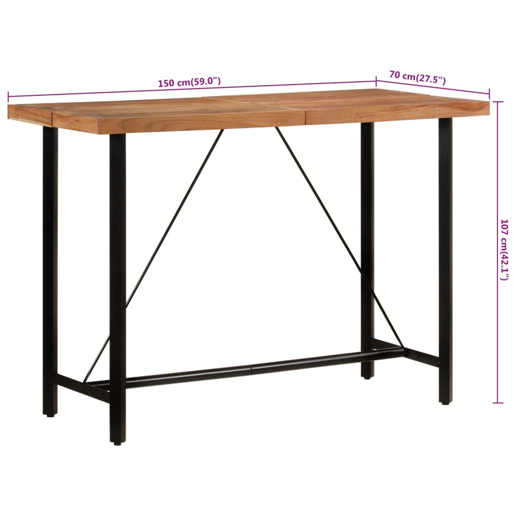 Barski stol 150 x 70 x 107 cm masivno drvo bagrema i željezo