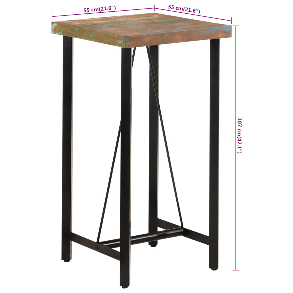 Barski stol 55 x 55 x 107 cm masivno obnovljeno drvo i željezo
