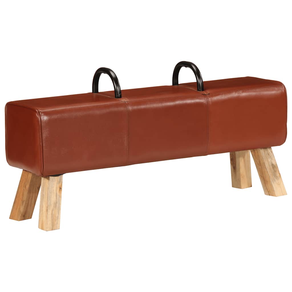 Gimnastička klupa smeđa 110 cm od prave kože