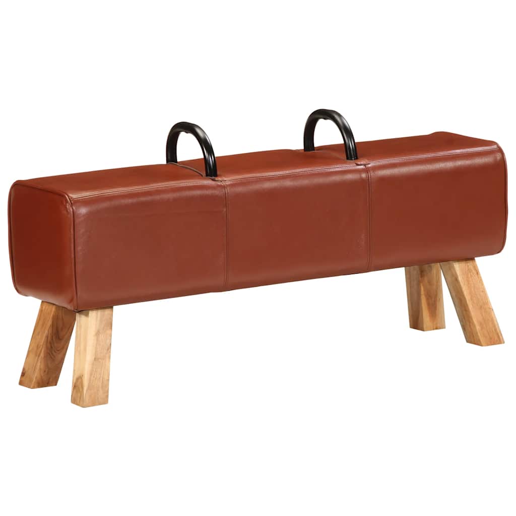 Gimnastička klupa smeđa 110 cm od prave kože