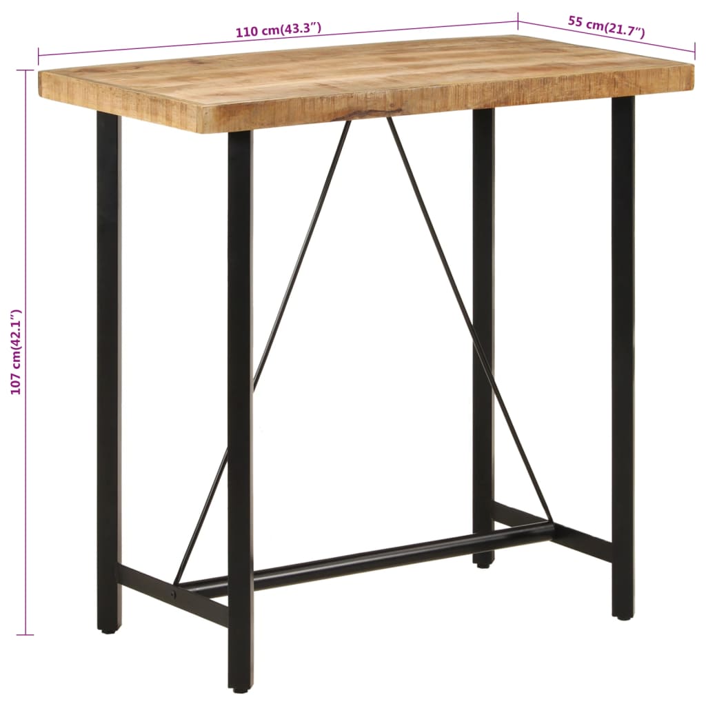 Barski stol 110 x 55 x 107 cm masivno drvo manga i željezo