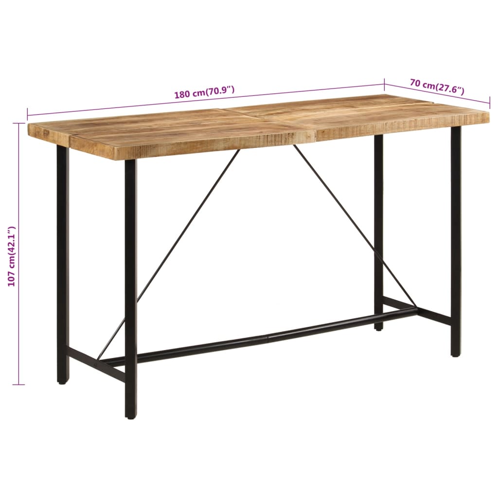 Barski stol 180 x 70 x 107 cm masivno drvo manga i željezo