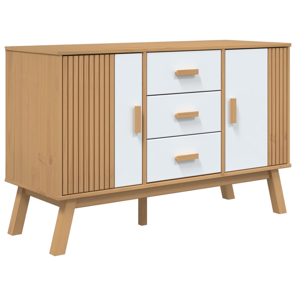 Komoda OLDEN bijelo-smeđa 114x43x73,5 cm od masivne borovine