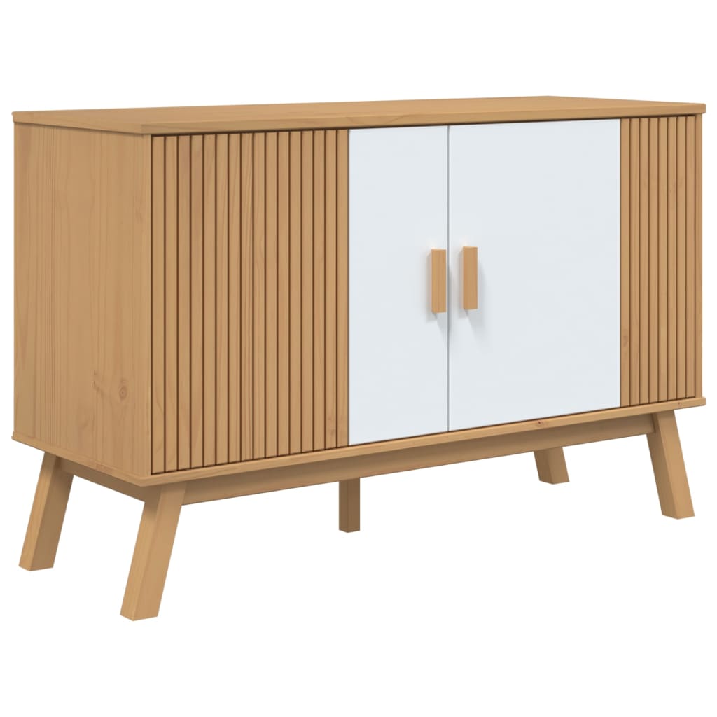 Komoda OLDEN bijelo-smeđa 114x43x73,5 cm od masivne borovine