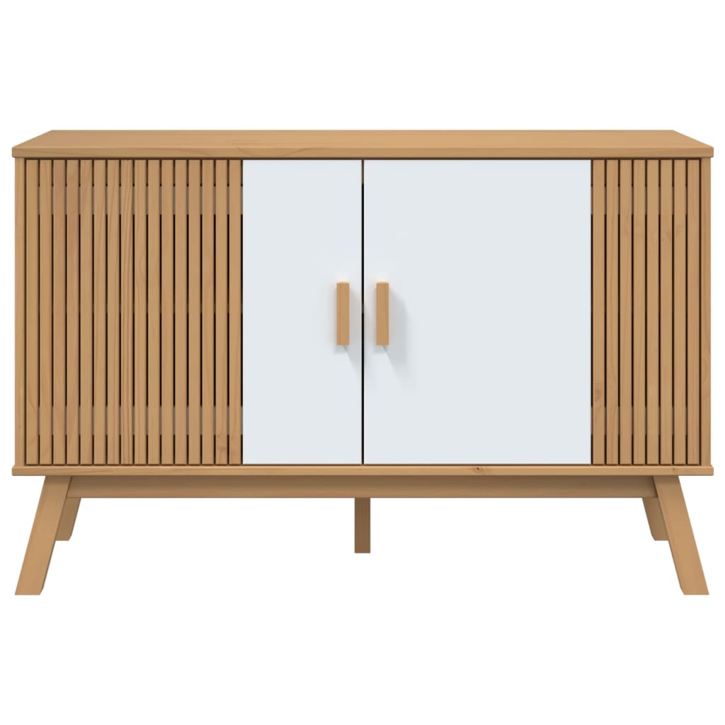 Komoda OLDEN bijelo-smeđa 114x43x73,5 cm od masivne borovine
