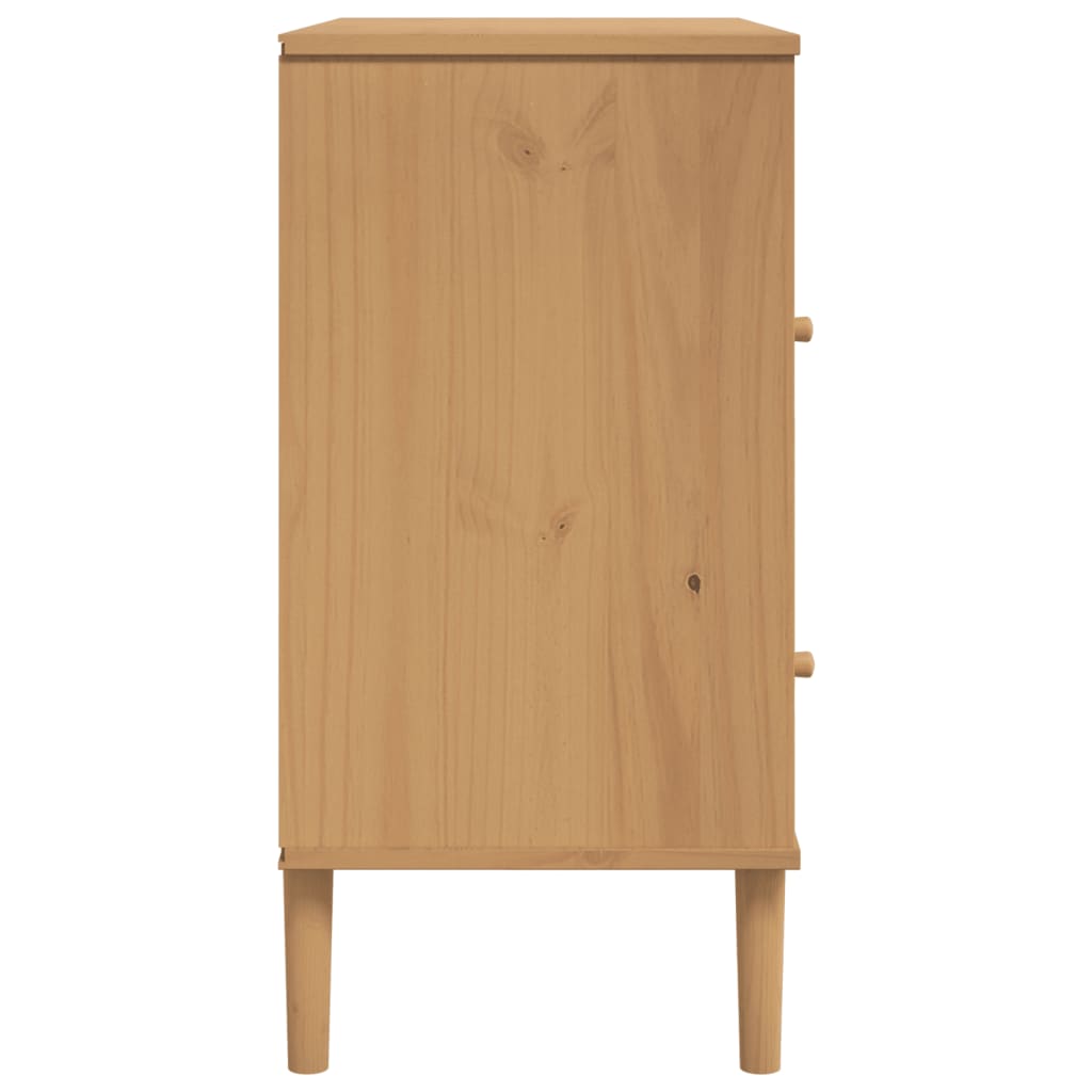 Komoda SENJA smeđa izgled ratana 80x40x80cm masivna borovina