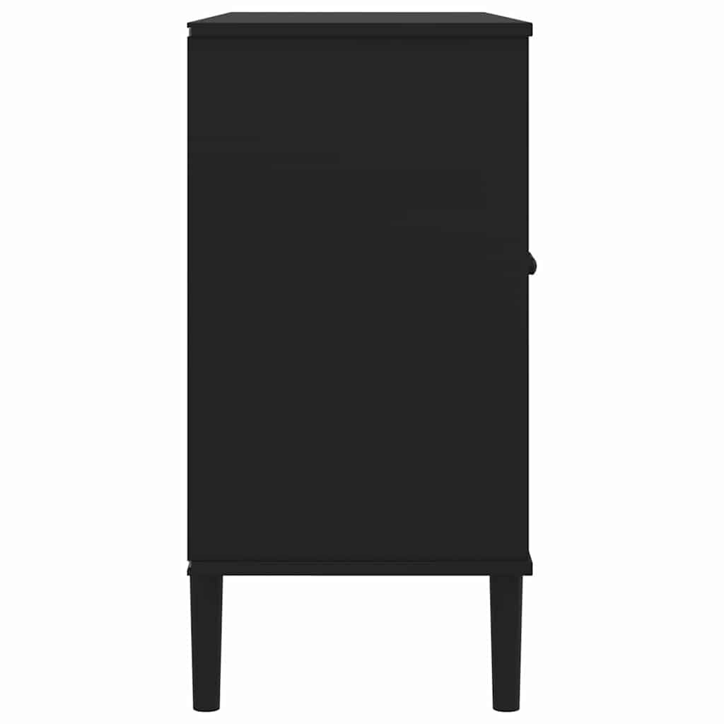 Komoda SENJA crna izgled ratana 112x40x80 cm masivna borovina