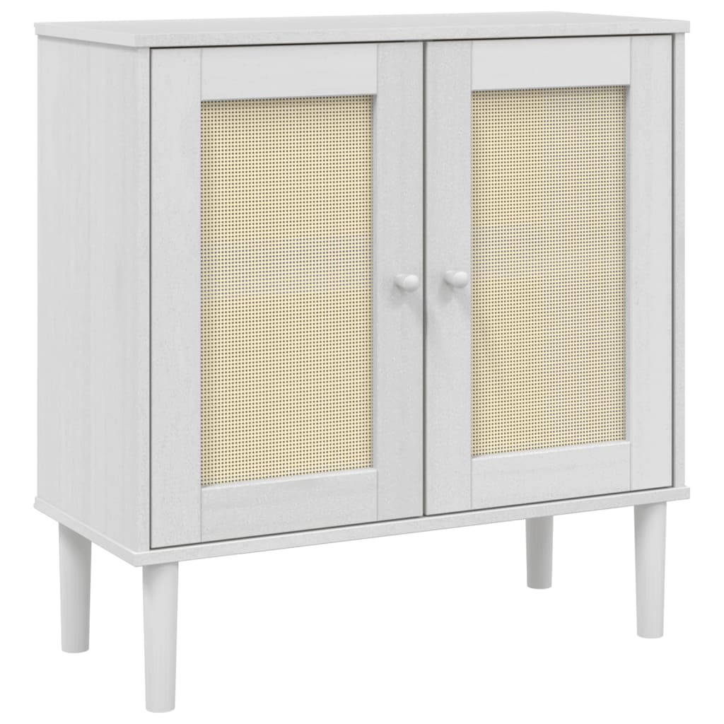 Komoda SENJA bijela izgled ratana 80x35x80 cm masivna borovina
