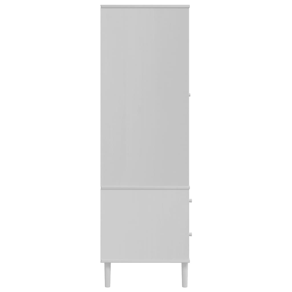 Komoda SENJA bijela izgled ratana 90x55x175 cm masivna borovina