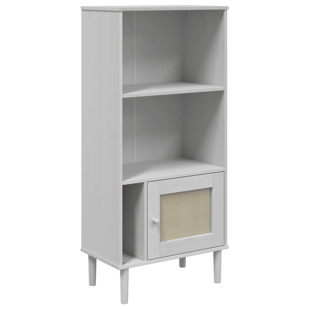 Regal za knjige SENJA izgled ratana bijeli 60x35x130cm borovina