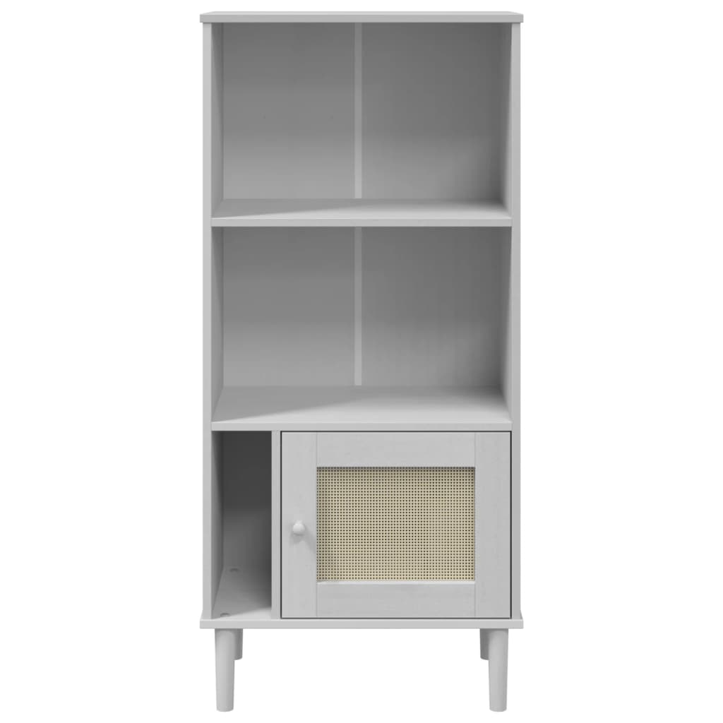Regal za knjige SENJA izgled ratana bijeli 60x35x130cm borovina