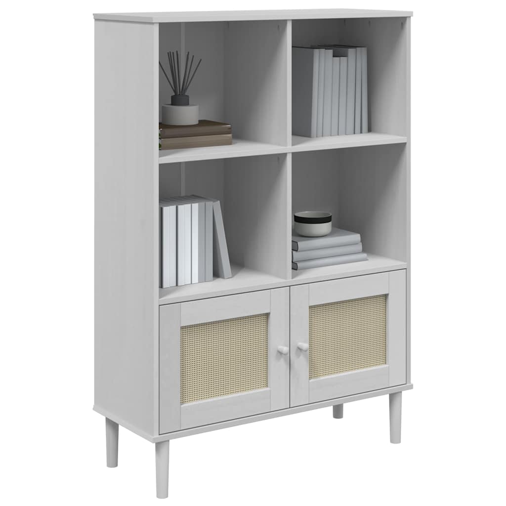 Regal za knjige SENJA izgled ratana bijeli 90x35x130cm borovina