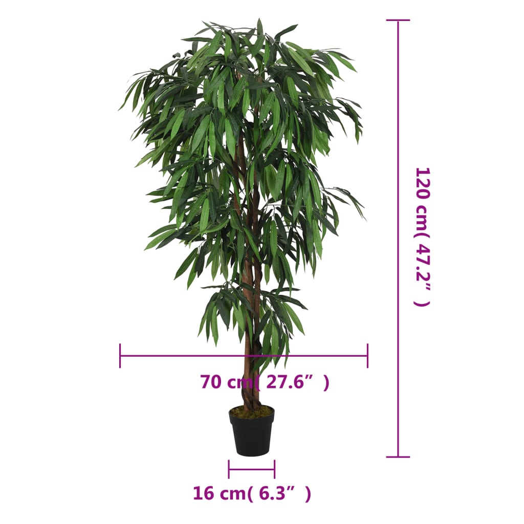 Umjetno stablo manga 450 listova 120 cm zeleno