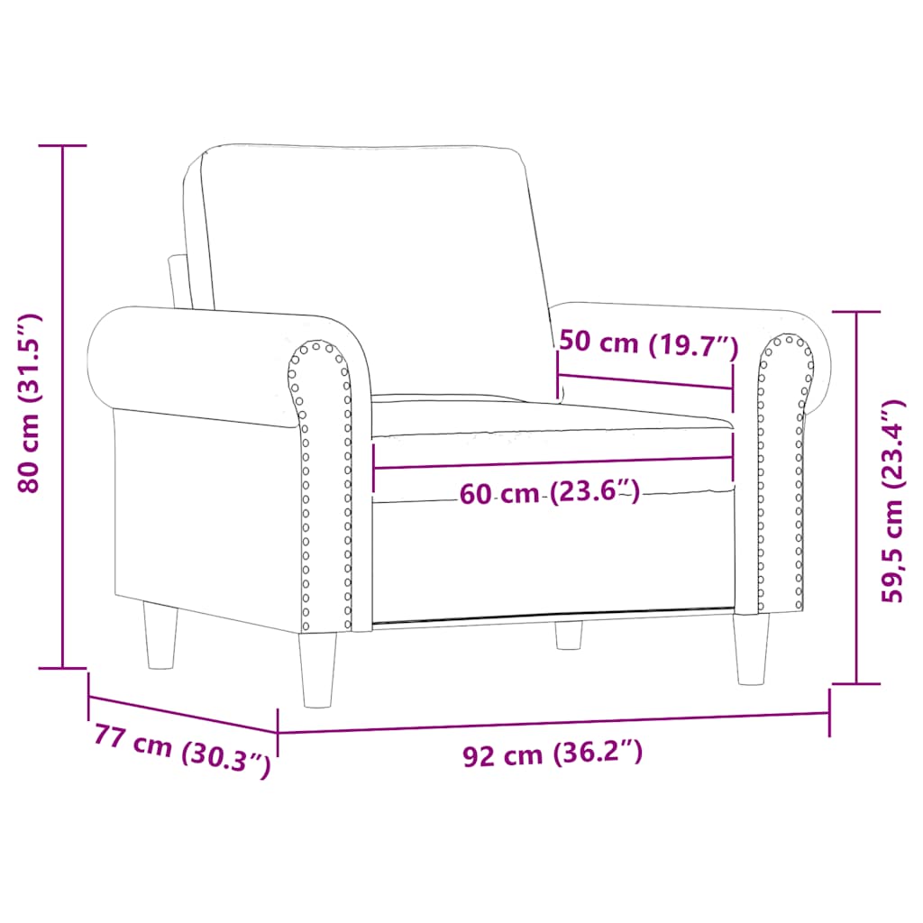 Fotelja crna 60 cm od umjetne kože