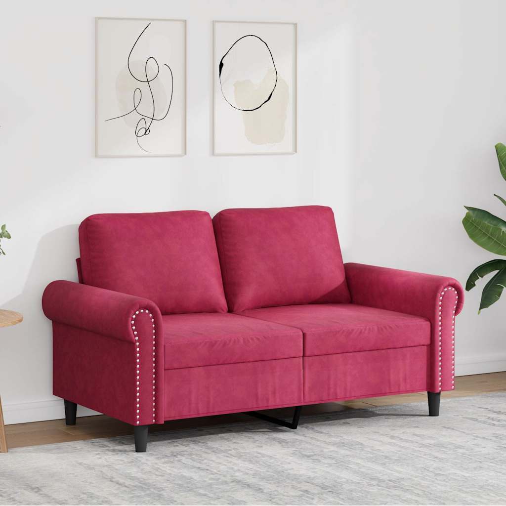 Dvosjed crvena boja vina 120 cm baršunasti