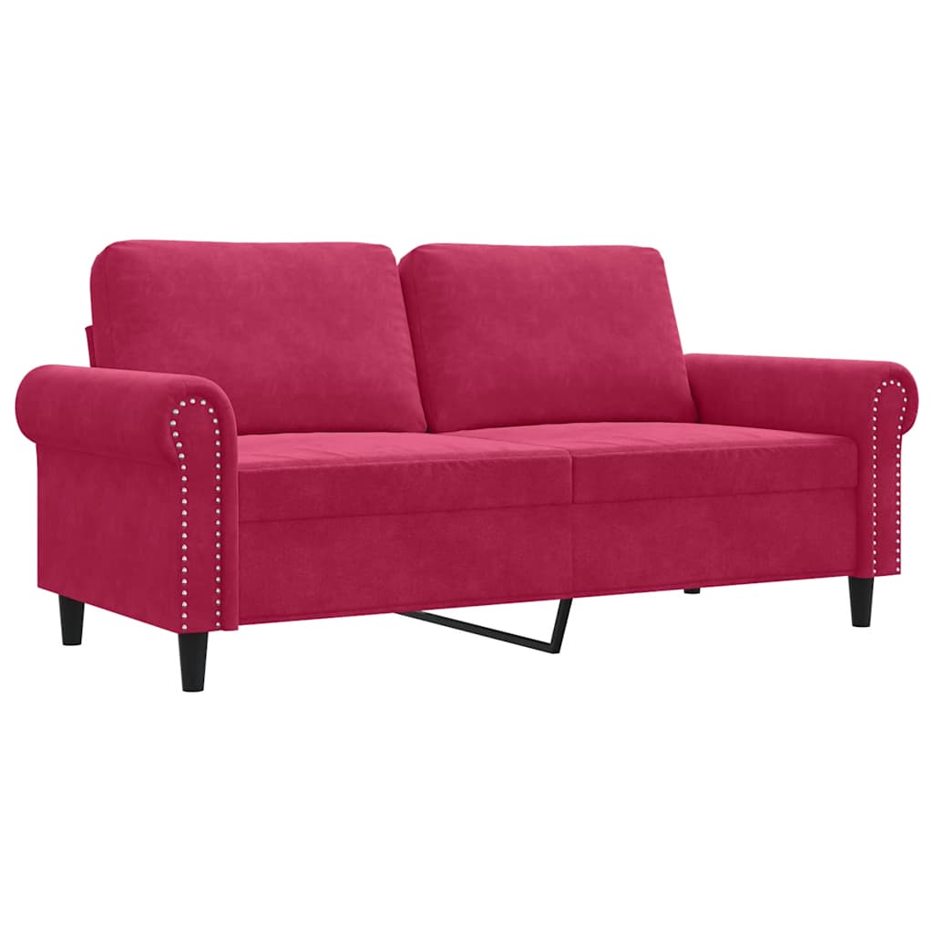 Dvosjed crvena boja vina 140 cm baršunasti