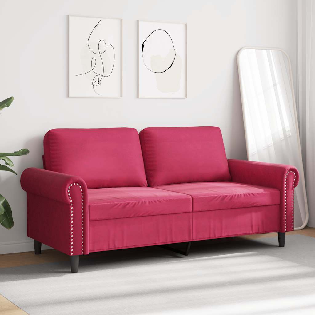 Dvosjed crvena boja vina 140 cm baršunasti