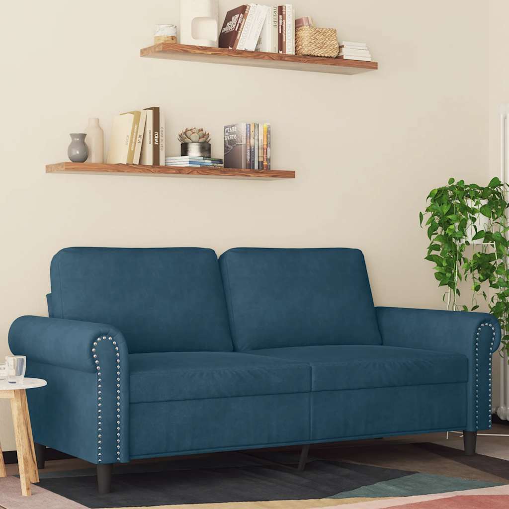 Dvosjed plavi 140 cm baršunasti