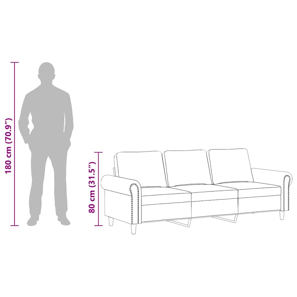 Trosjed ružičasti 180 cm baršunasti