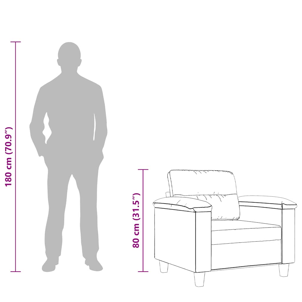 Fotelja svjetlosiva 60 cm od mikrovlakana