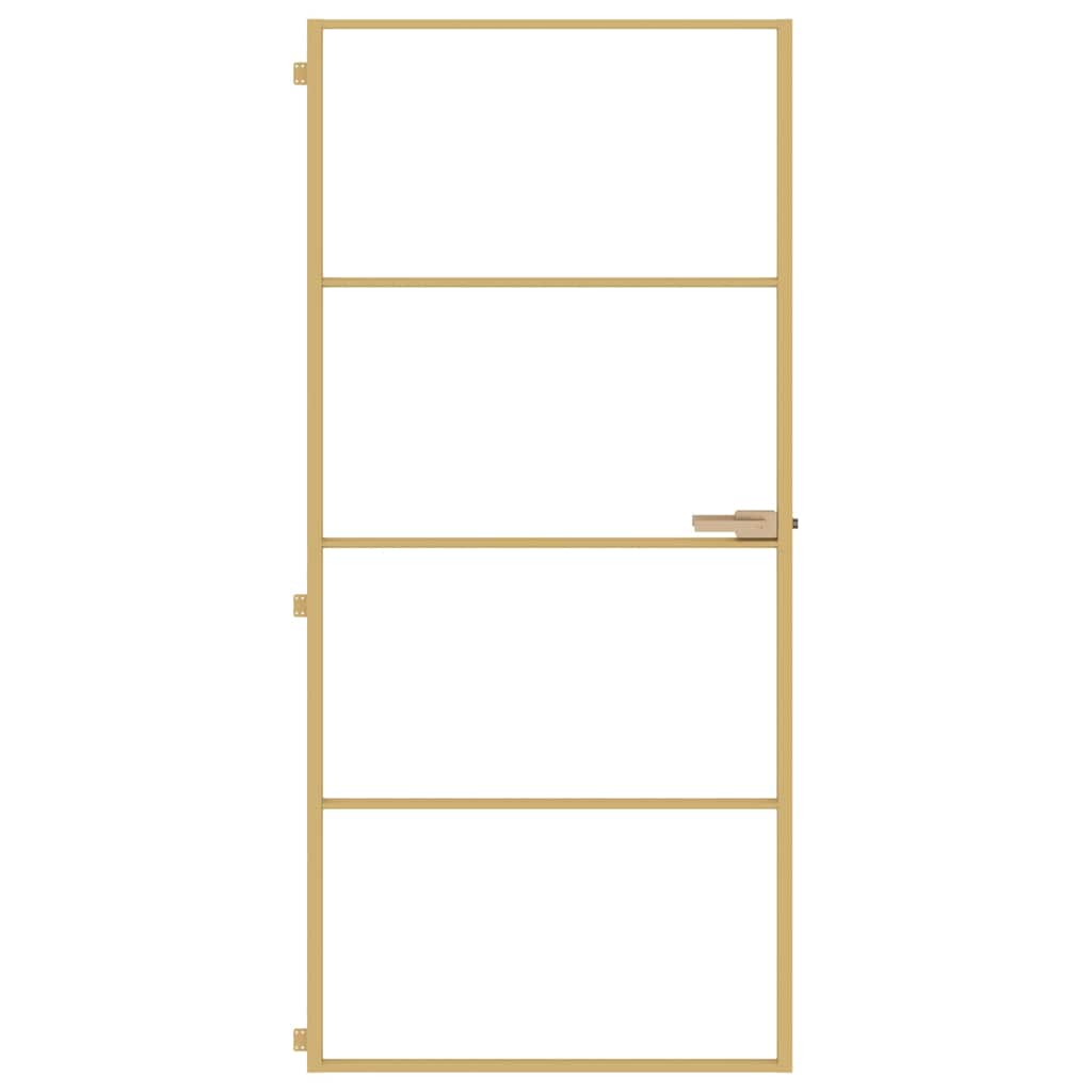 Sobna vrata tanka zlatna 93x201,5 cm kaljeno staklo i aluminij