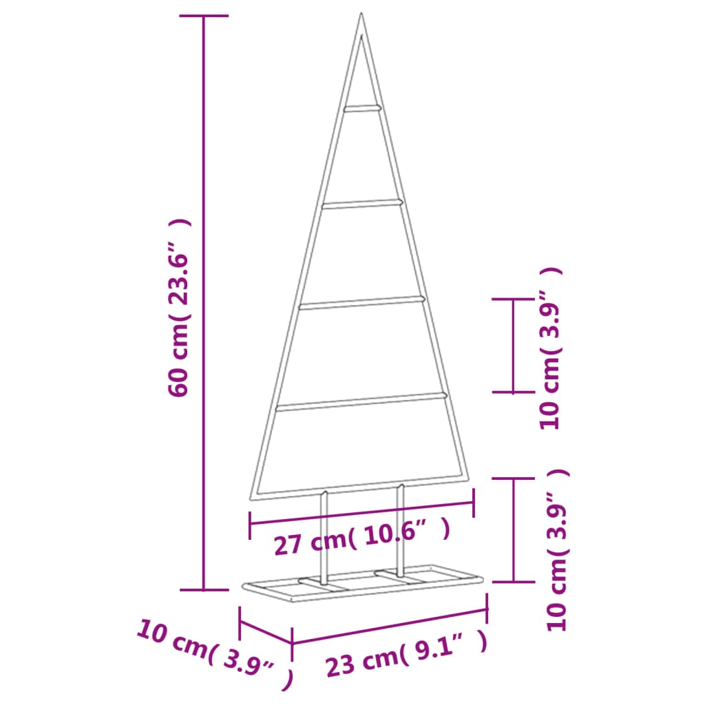 Metalno ukrasno božićno drvce crno 60 cm