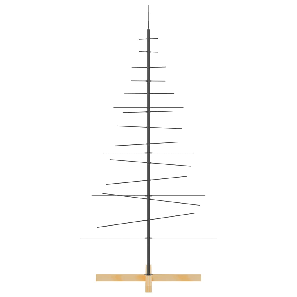 Metalno božićno drvce s drvenim stalkom crno 150 cm