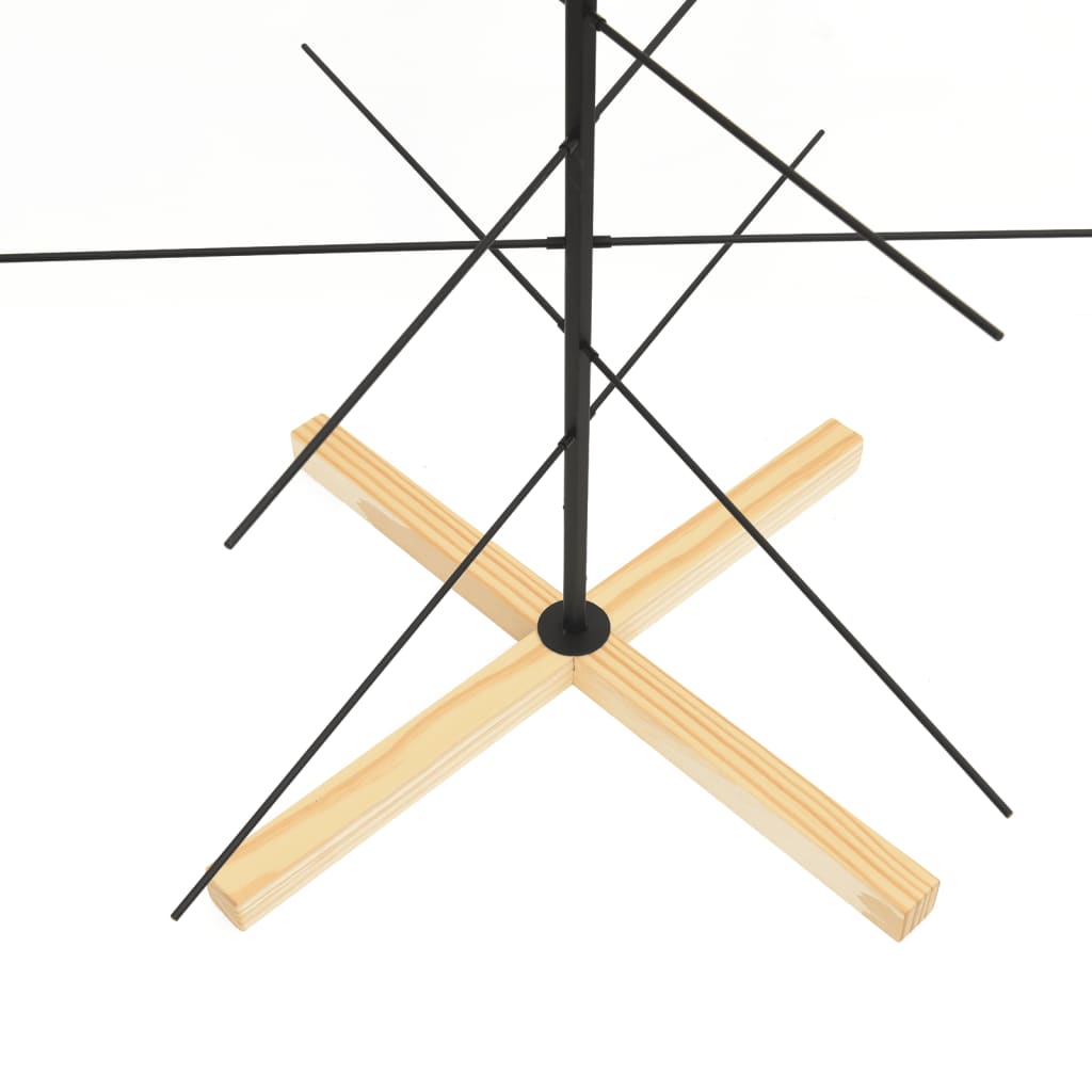 Metalno božićno drvce s drvenim stalkom crno 150 cm
