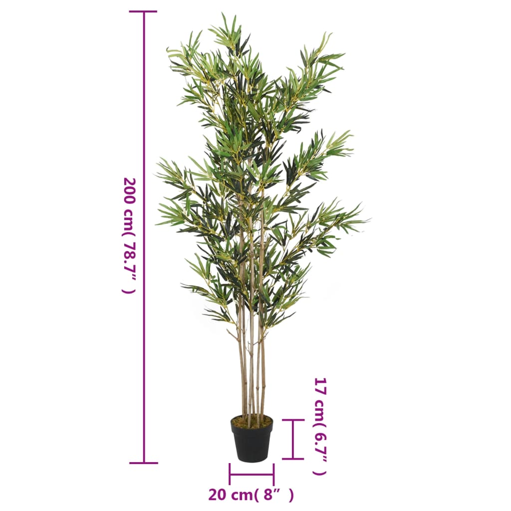 Umjetno stablo bambusa 1380 listova 200 cm zeleno