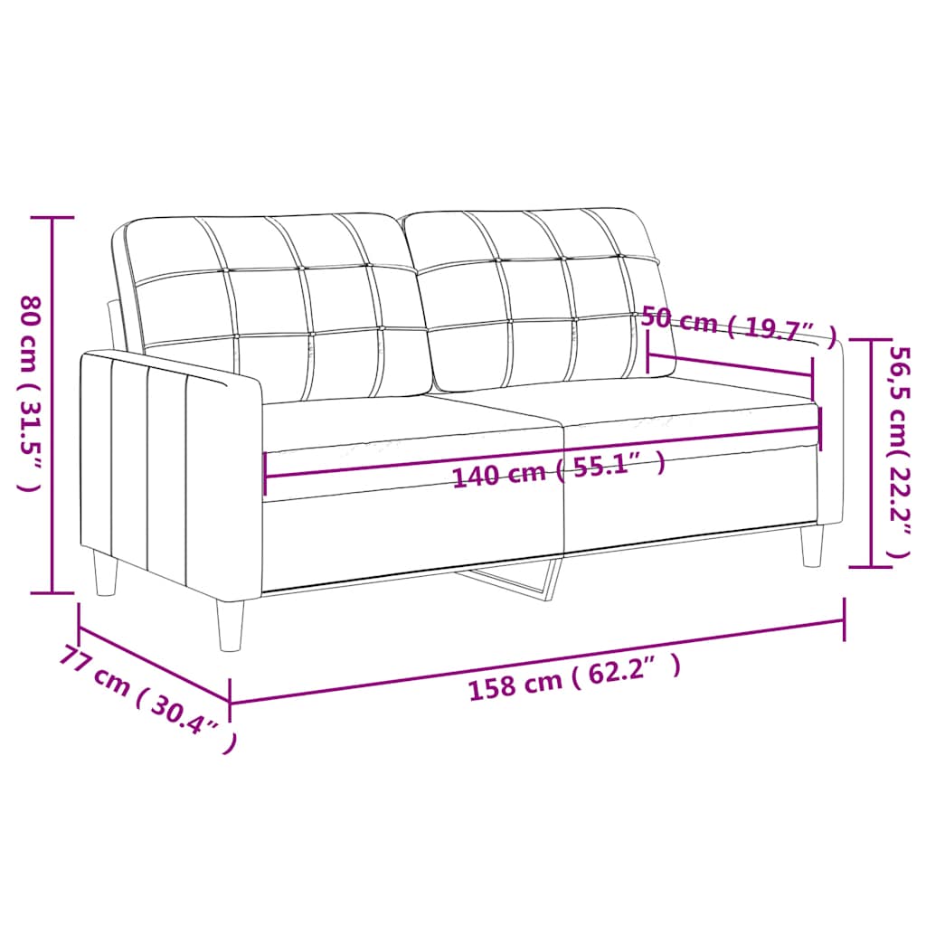 Dvosjed od tkanine smeđesivi 140 cm