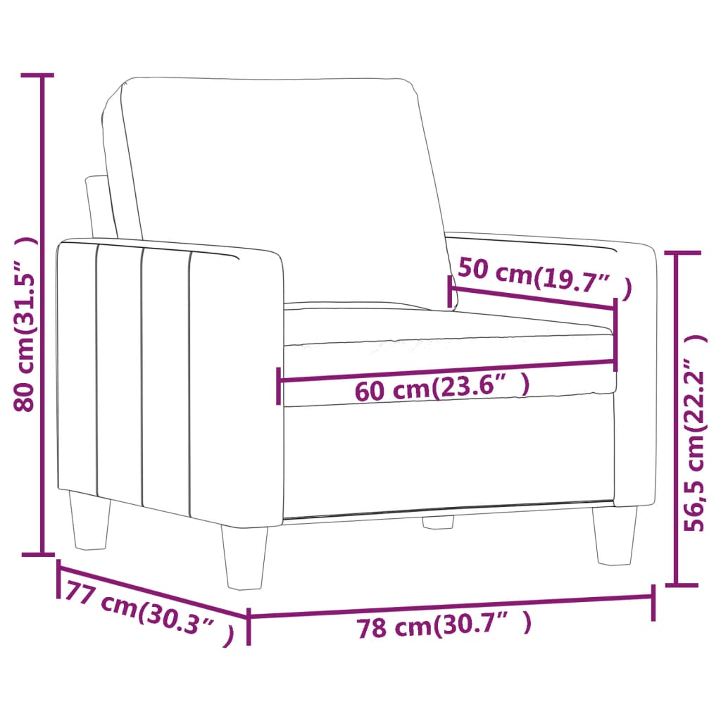 Fotelja siva 60 cm od umjetne kože