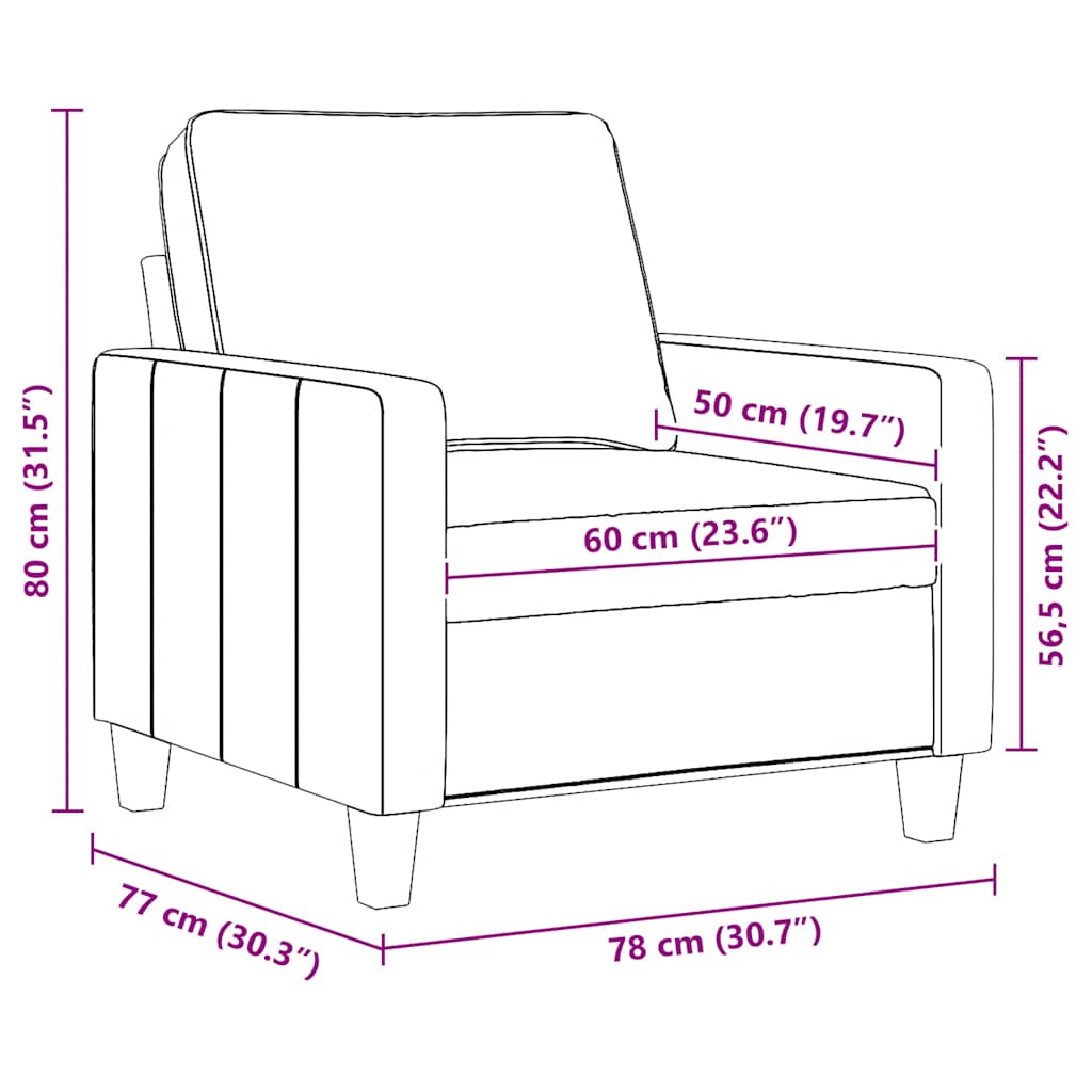 Fotelja svjetlosiva 60 cm od tkanine