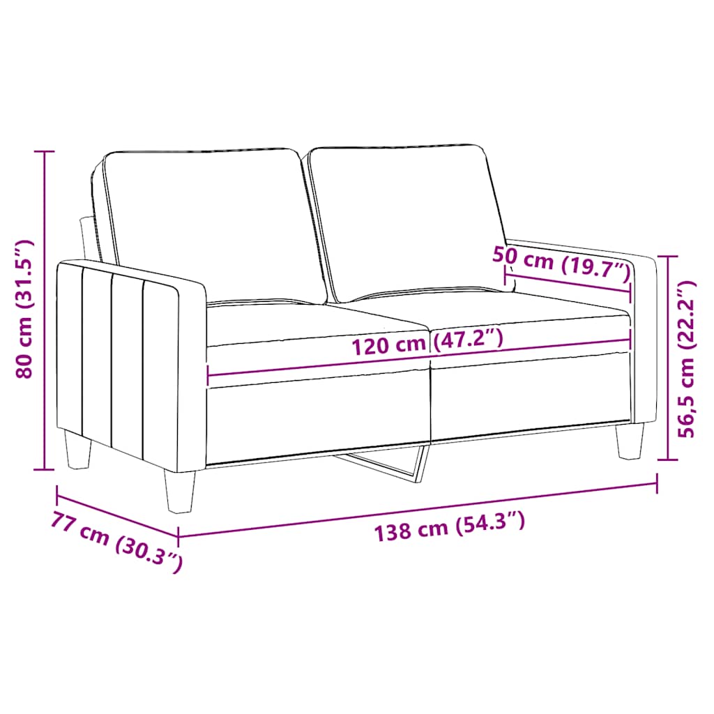 Dvosjed od tkanine crni 120 cm