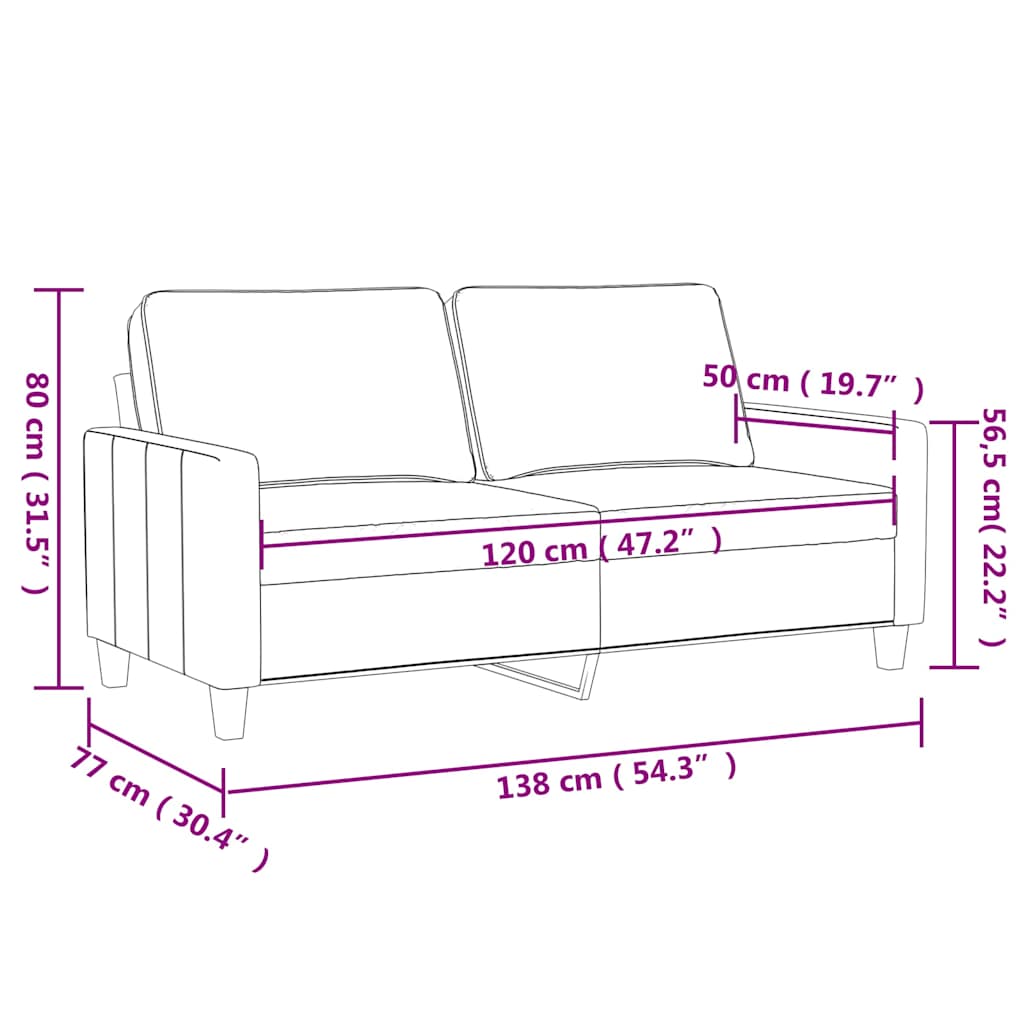 Dvosjed smeđi 120 cm baršunasti