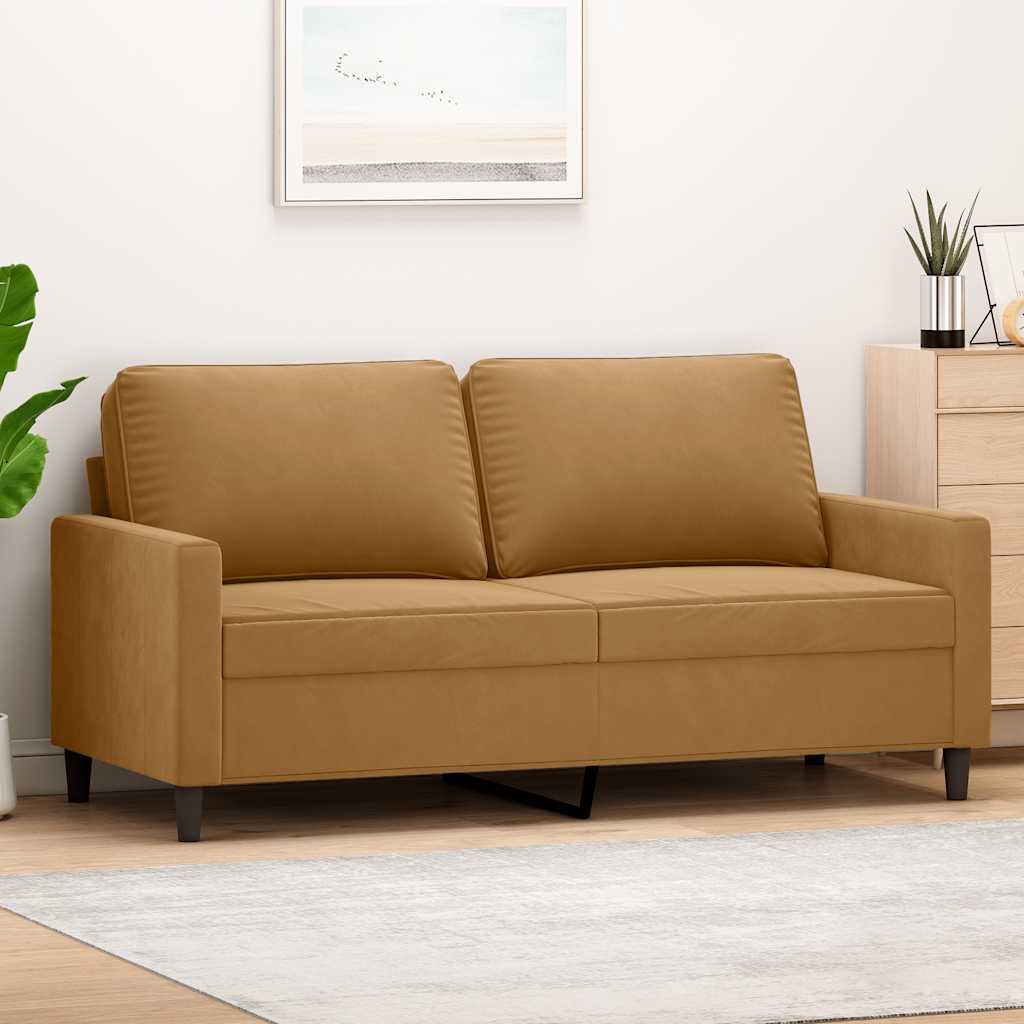 Dvosjed smeđi 140 cm baršunasti Smeđa